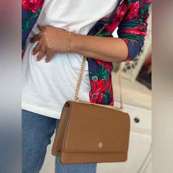 New Tory Burch Emerson Flap Adjustable Shoulder Bag moose - Picture 9 of 13